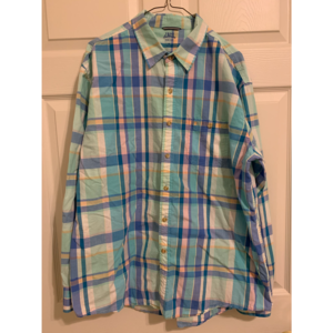 Mens multicolored plaid IZOD Saltwater dress shirt